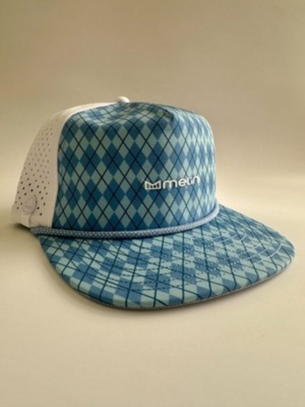 NWT Melin Hydro Coranado Hydro Links Performance SnapBack Hat Blue Argyle CL